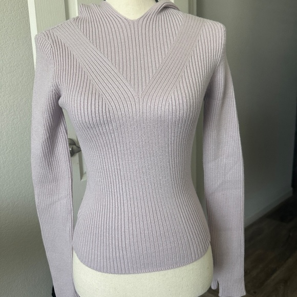 Zara Sweaters - Zara Ribbed Hoodie Lavender Medium